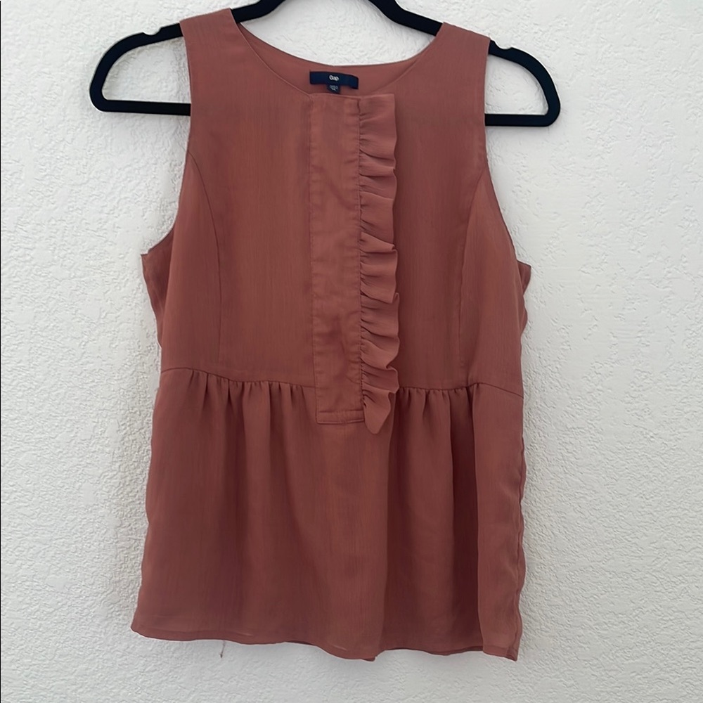 Gap Rose Brown baby doll Elegant Sleeveless Ruffle Top
